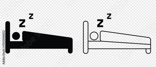 Deep sleep icon set. Sleeping vector with Bed, and Zzz Symbol. sleeping in bed line and glyph icon. Symbol , logo illustration