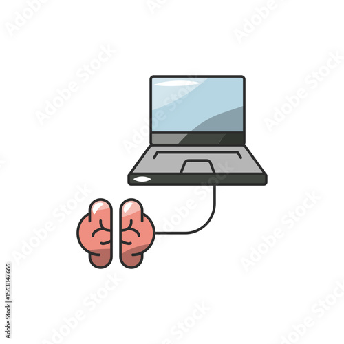 Neural Link Icon, Brain Computer Interface Tech.