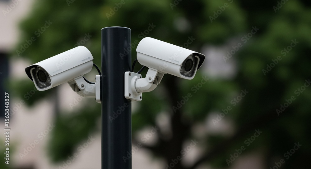 Security camera system on pole for surveillance and safety Security camera system on pole for surveillance and safety