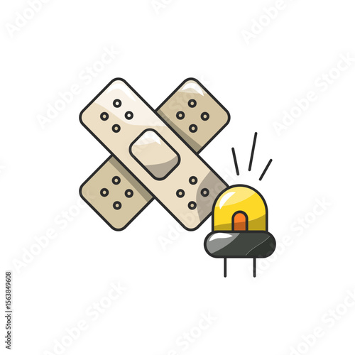 Smart Bandage Icon, LED Wound Monitoring Medical.