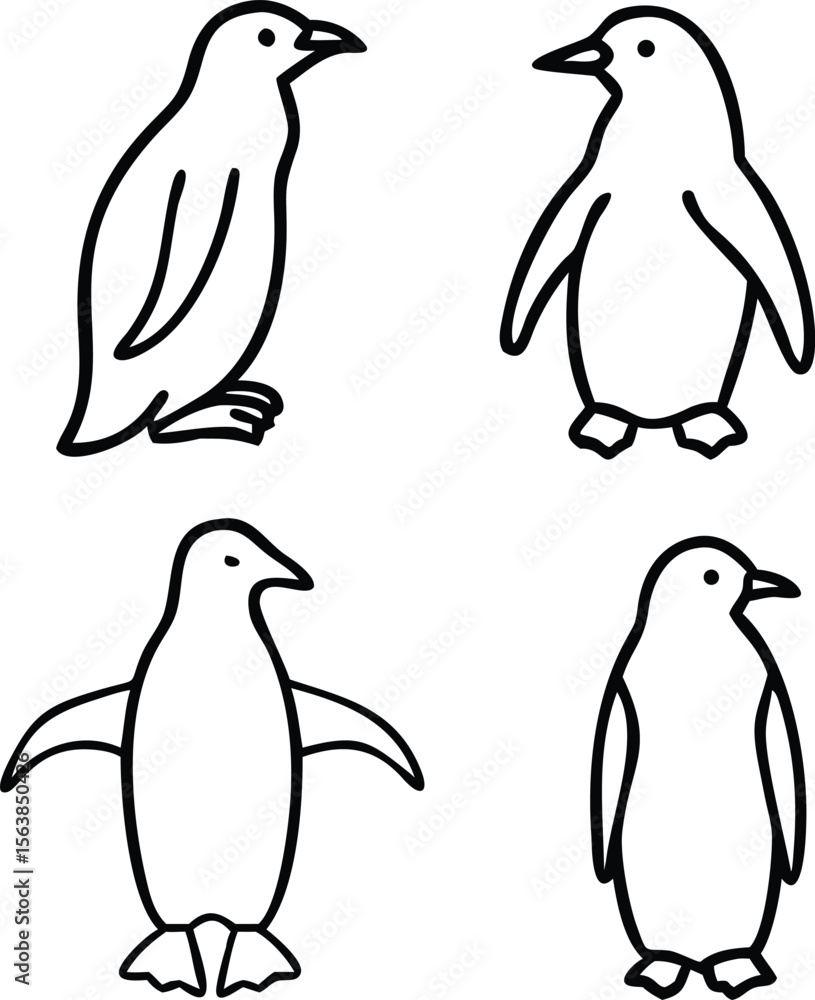 Naklejka premium four types of ad lie penguin line arts