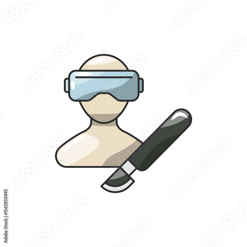 VR Surgery Icon, Virtual Reality Operation Symbol.