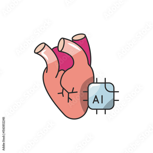 Heart Patch Icon, Electronic Cardiac Monitor Design.