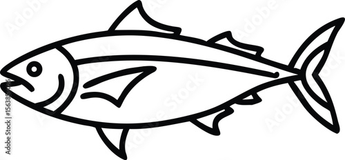 albacore tuna line arts with white background