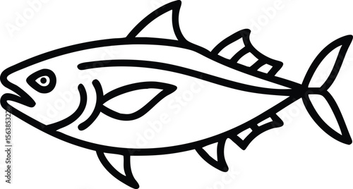 albacore tuna line arts with white background