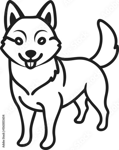 alaskan klee kai line arts with white background