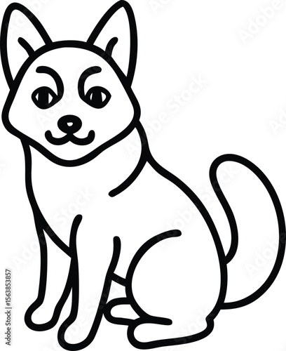 alaskan klee kai line arts with white background
