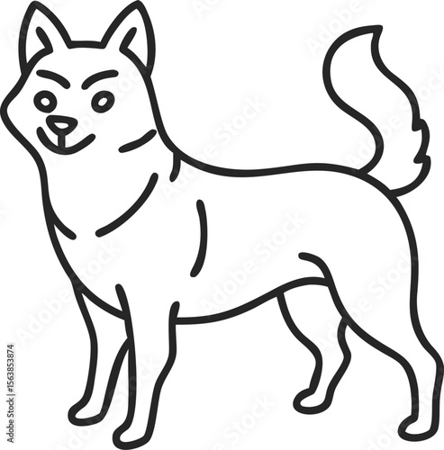 alaskan klee kai line arts with white background