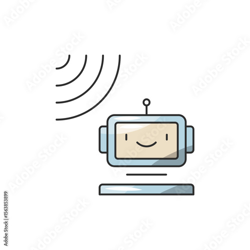Tele Surgery Icon, Remote Robotic Operation Tech.
