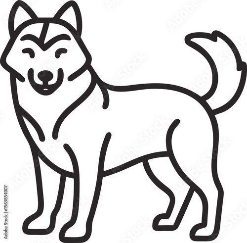 alaskan husky line arts with white background