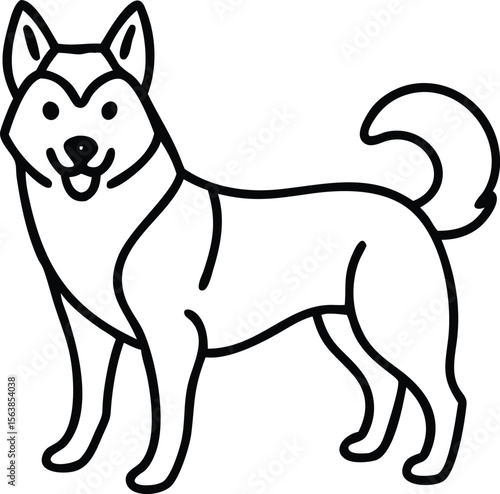 alaskan husky line arts with white background