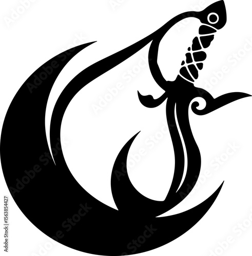 Black curved saber with ornate handle sword curved blade