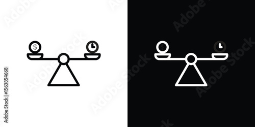 Time and money compare scale icon for website, vector design template elegant style