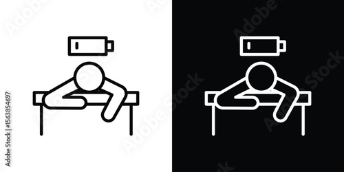 Tired person icon for website, vector design template elegant style