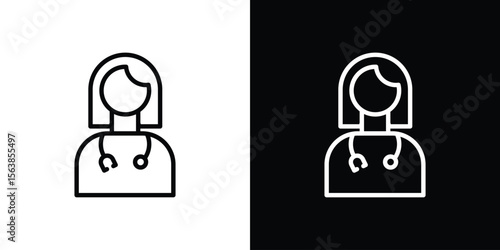 Woman Doctor icon for website, vector design template elegant style
