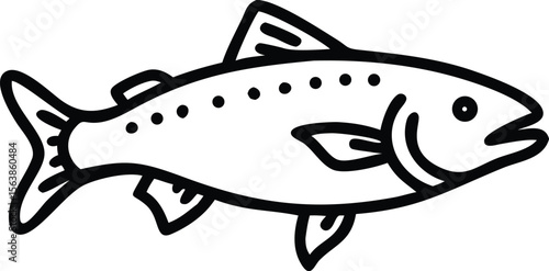  arctic char line arts with white background