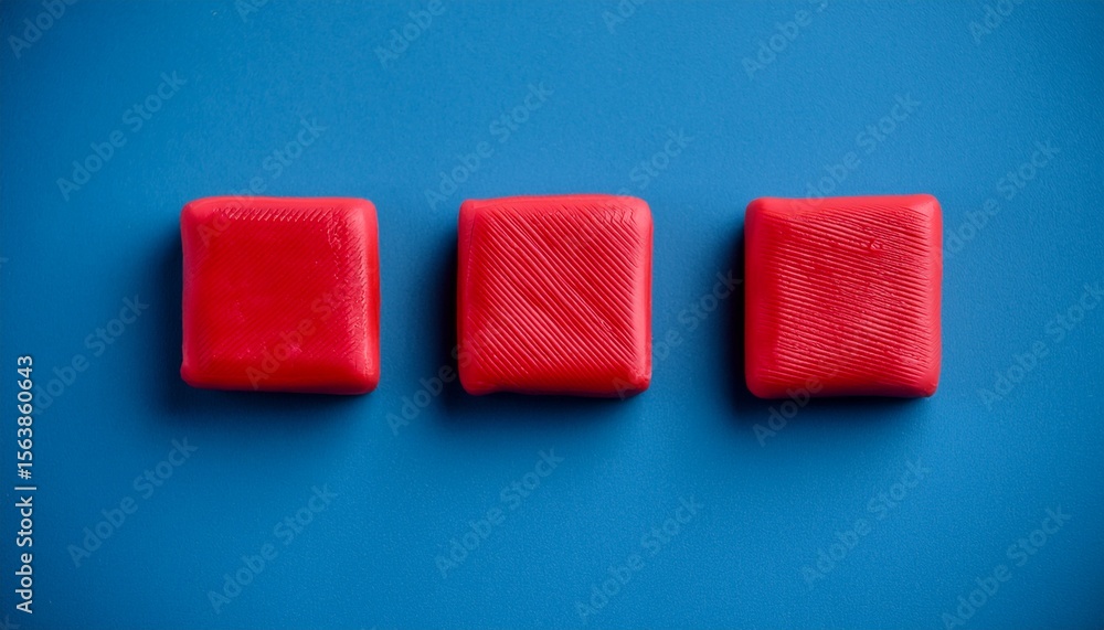 Fototapeta premium red square seamless made from plasticine on blue