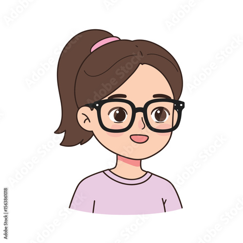 Girl wearing glasses in portrait style. Ideal for education, vision care, eyewear fashion, and youth lifestyle concepts.