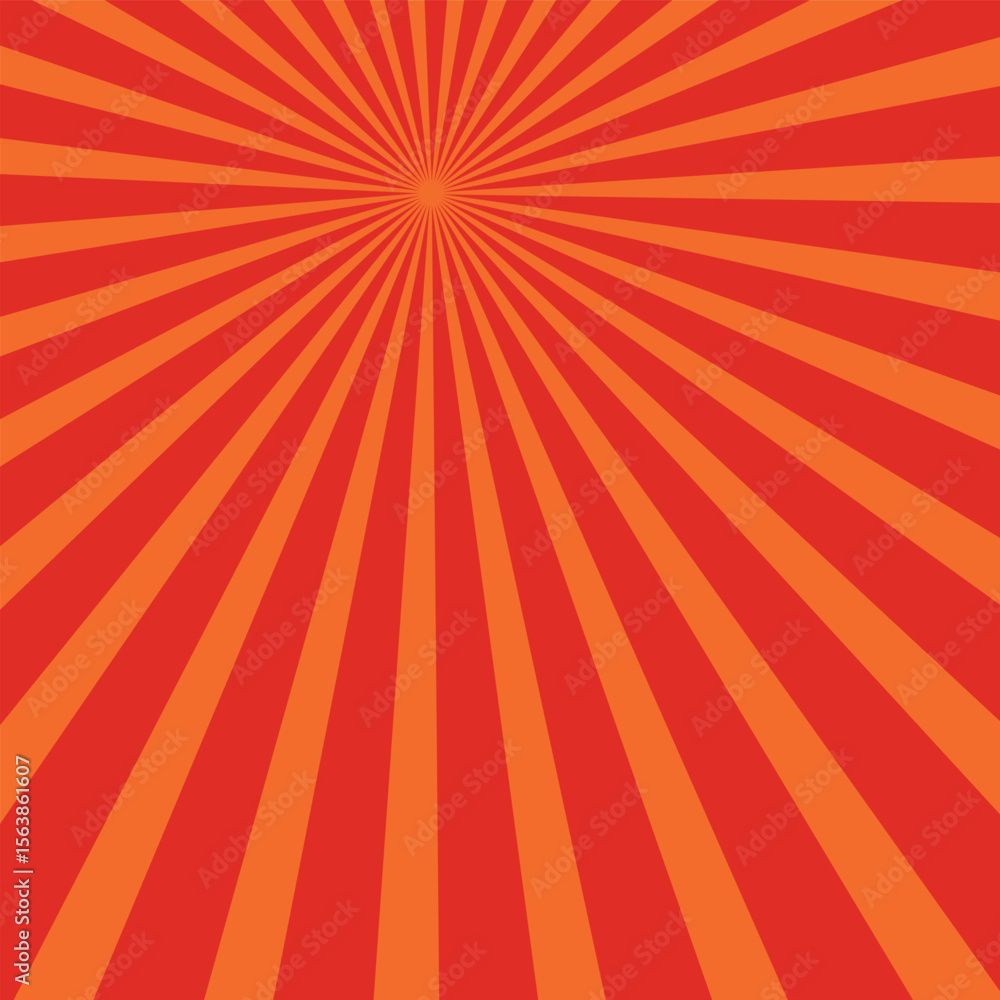 Obraz premium Red yellow rays background. Sun rays poster. Sunbeams. Pop Art Background. Retro Background. Comic star burst rays.