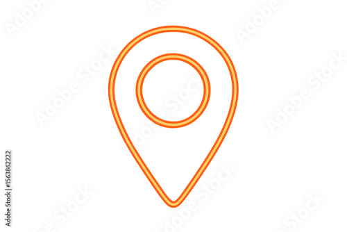 Free Download Bright neon orange location pin icon with a transparent background, symbolizing navigation, mapping, and geolocation concepts - GFXLoad