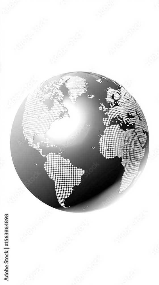 Fototapeta premium Minimal white globe icon on a clean blank background with ample caption space on the side. Simple, modern design symbolizes global connection, internet, communication, or worldwide access.