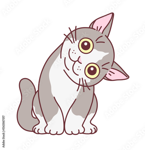 The cute cat is watching with his head tilted. Cute cats series.