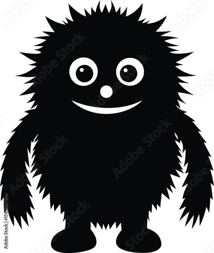  cute blue furry monster silhouette vector