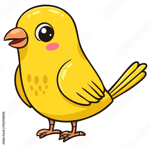 Yellow canary cartoon bird illustration 