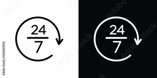 24 7 icon of glyph style design vector pack