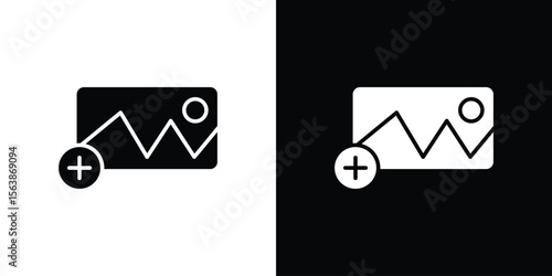 Add photos icon of glyph style design vector pack