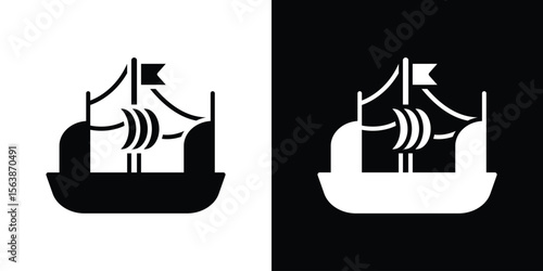 Caravel icon of glyph style design vector pack