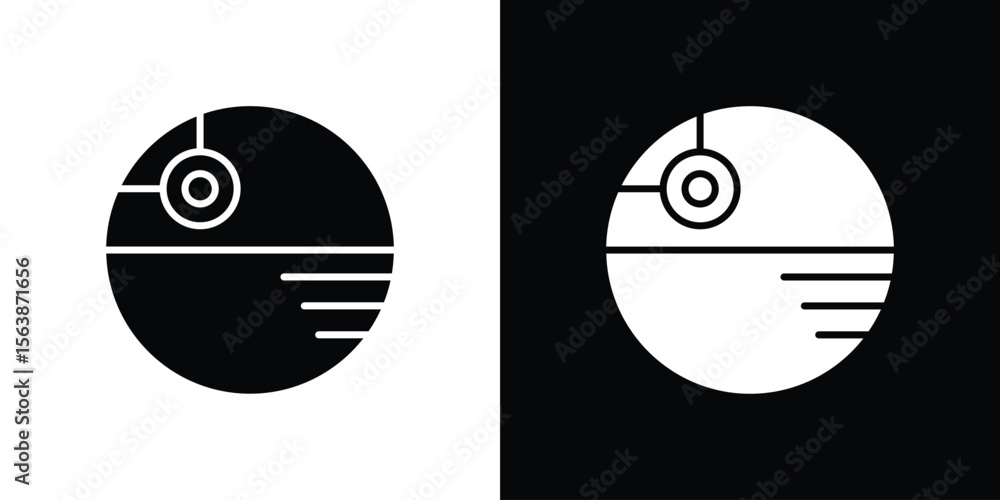 Death star icon of glyph style design vector pack