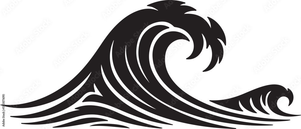 Fototapeta premium Majestic Ocean Wave Silhouette with Dynamic Swirls and Cresting Motion