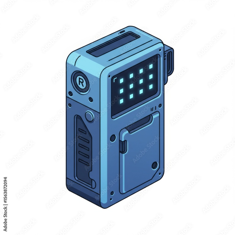 Fototapeta premium Futuristic Blue Pixel Art Gadget