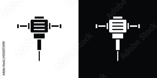 Hydraulic breaker icon of glyph style design vector pack