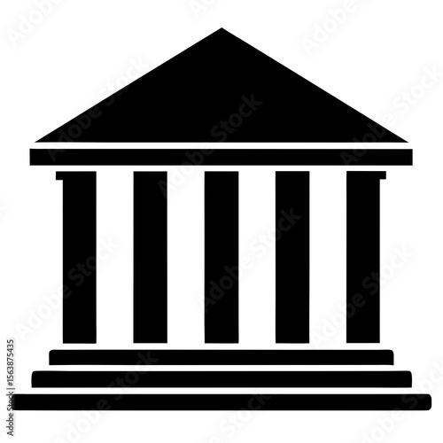 Government building with columns simple design silhouette vector illustration