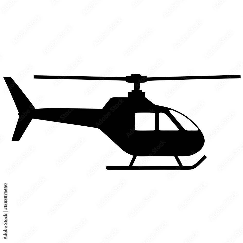 Obraz premium Helicopter aviation transportation flying vehicle silhouette vector illustration