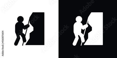 People Climbing icon of glyph style design vector pack