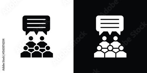 Public opinion icon of glyph style design vector pack
