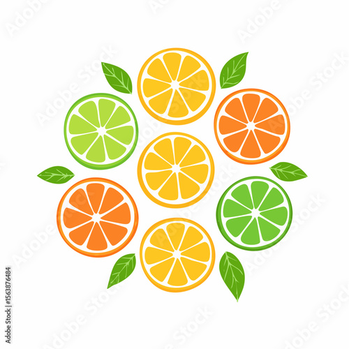 Citrus Burst: A vibrant array of freshly sliced citrus fruits - orange, lemon and lime, arranged to celebrate the zest and vitality of nature.