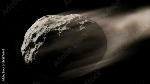 A distant comet with a luminous coma travels through the dark, star-studded cosmos.