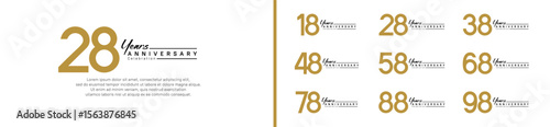 set of anniversary logo style with handwriting. vector design brown color for celebration