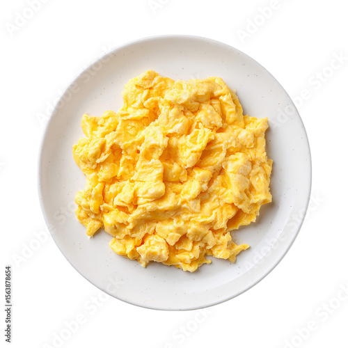 Wallpaper Mural Scrambled egg top view on white plate on transparent background Torontodigital.ca