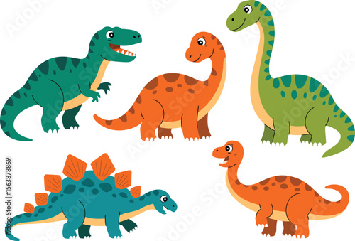 Cute cartoon dinosaurs collection isolated on white background for kids