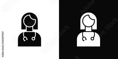 Woman Doctor icon of glyph style design vector pack
