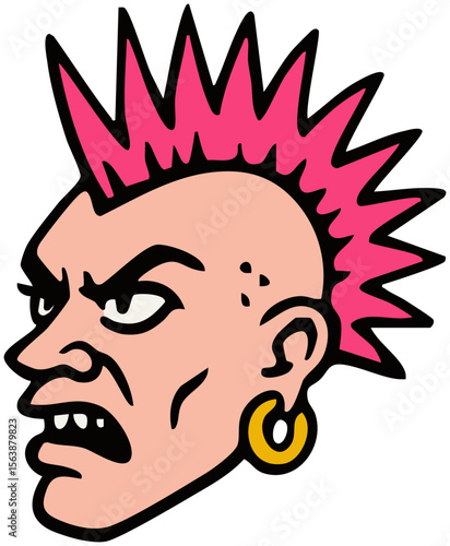 Punk vector icon with retro grunge style. Ideal for zines, stickers, posters, tattoos, and alternative fashion design. Punk Stickers. SVG. Vector.