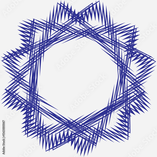 abstract many side head zig zag star pattern design.