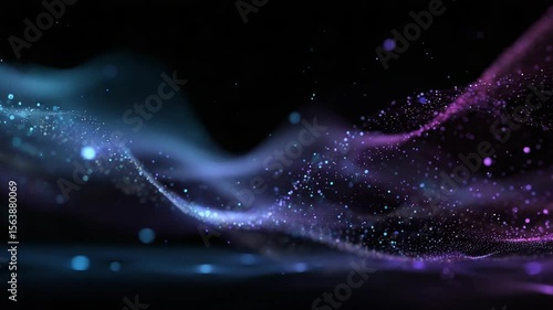 Celestial Dance of Light and Form. An ethereal vision of vibrant blues and purples, where cosmic dust seems to waltz across the deep black canvas.  Background.
