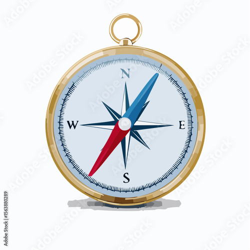 Golden Compass: A highly detailed, vintage-style compass points the way, its needle poised between north and south, inviting exploration and discovery.