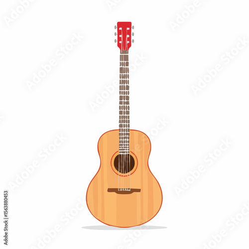 Wooden Acoustic Guitar: A stunning illustration of an acoustic guitar with a wooden body, intricately crafted with strings and sound hole, exuding musicality and harmony.
